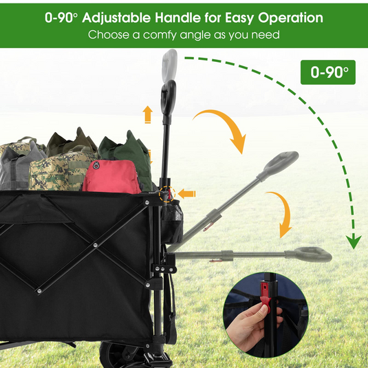 Goplus Collapsible Wagon Cart, Foldable Heavy Duty Utility Wagon with Adjustable Handle - GoplusUS