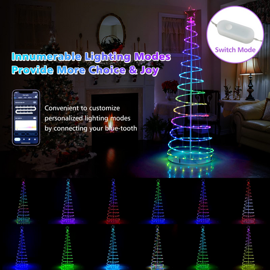 Goplus 6 FT Spiral Christmas Tree, Outdoor Led Christmas Tree with 135 LED Lights - GoplusUS