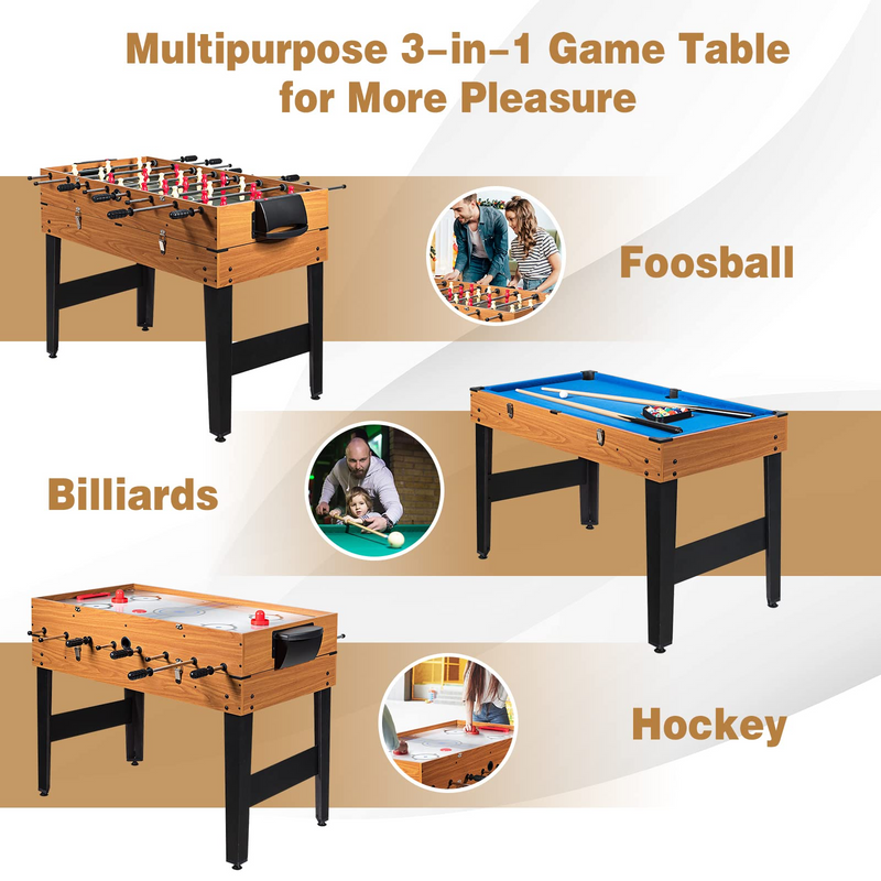 Load image into Gallery viewer, Goplus 48 Inch Game Table, 3-in-1 Combo Table Set w/ Adult Size Foosball Table - GoplusUS
