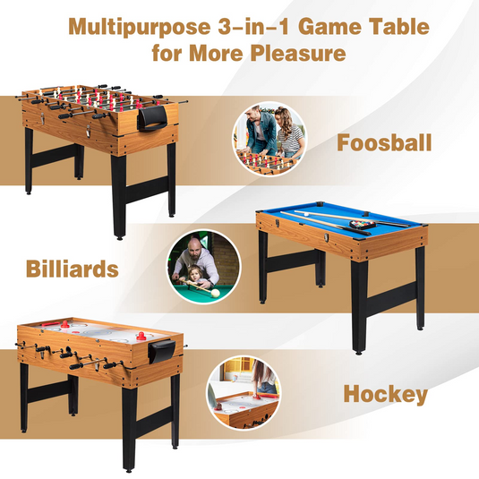 Goplus 48 Inch Game Table, 3-in-1 Combo Table Set w/ Adult Size Foosball Table - GoplusUS
