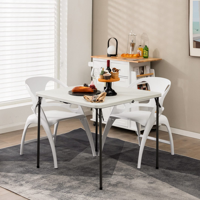 Goplus 34" Square Folding Table - Portable Bi-Fold Plastic Table For Indoor Outdoor Use
