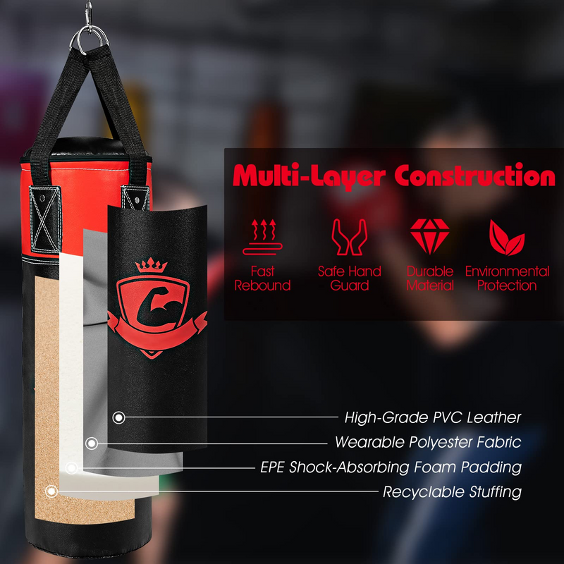 Load image into Gallery viewer, Goplus Punching Bag Set for Kids , Filled Boxing Heavy Bag with Punching Gloves &amp; Hand Wraps - GoplusUS
