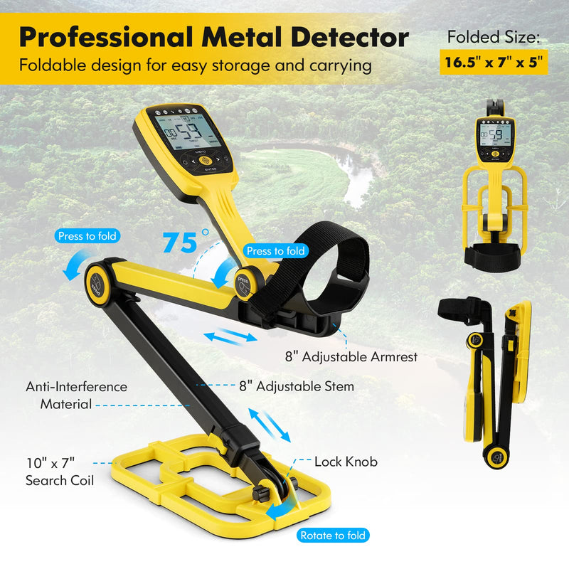 Load image into Gallery viewer, Goplus Foldable Metal Detector for Adults, Professional Waterproof Gold Silver Detector with Higher Accuracy
