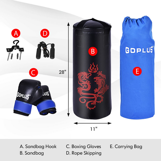Goplus Punching Bag Set with Gloves, 22LBS/ 40LBS Filled Kick Boxing Bag, Rucksack, Jump Rope - GoplusUS