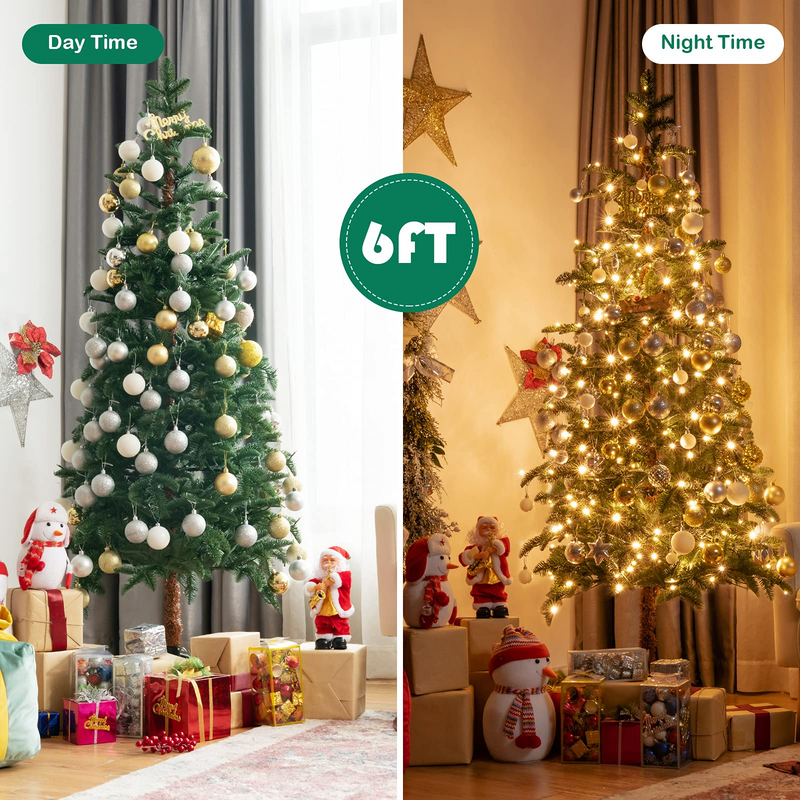 Load image into Gallery viewer, Goplus 6ft Pre-lit Pencil Christmas Tree, Artificial Slim Tree w/ 250 Warm White LED Lights - GoplusUS
