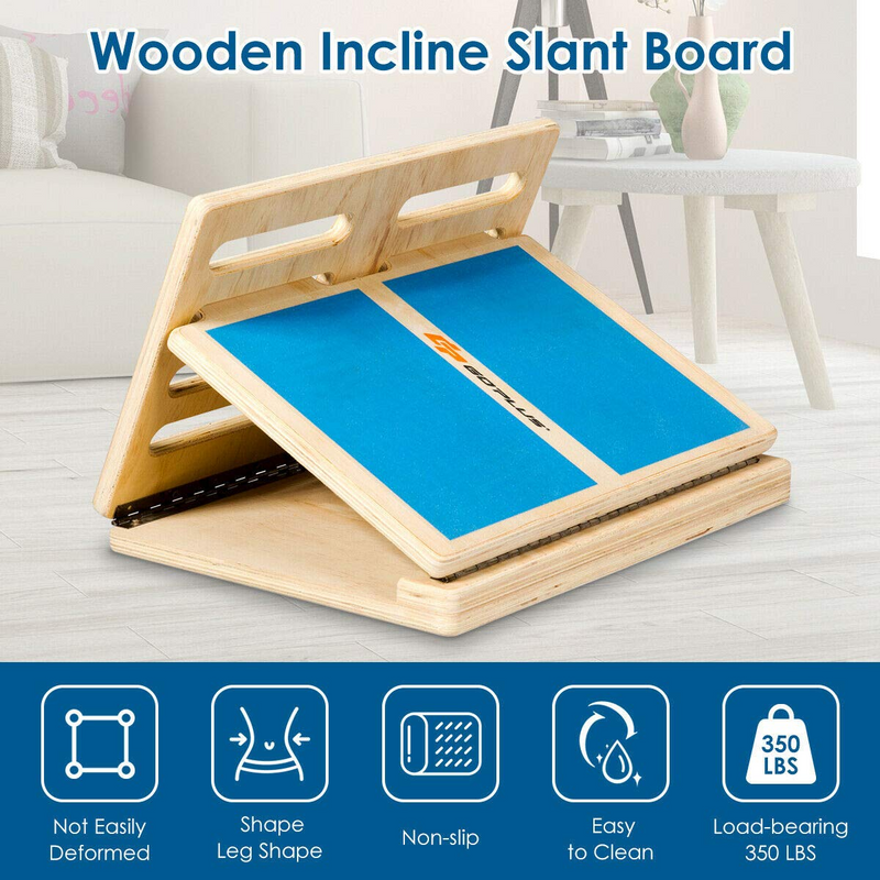 Load image into Gallery viewer, Goplus Wooden Slant Board, 4-Level Adjustable Incline Stretch Board with Anti-Skid Surface - GoplusUS
