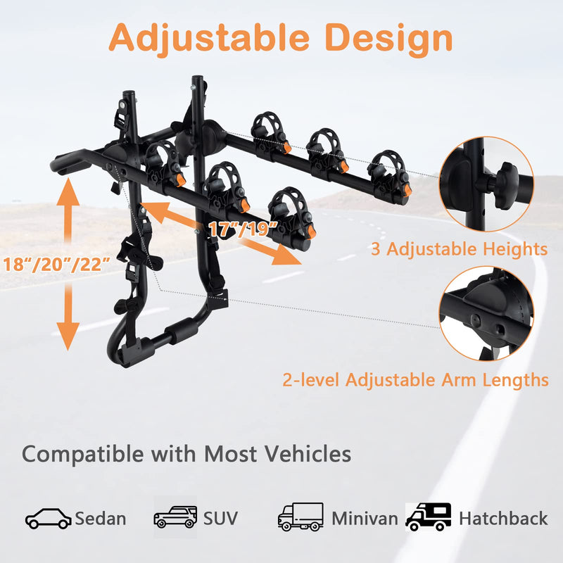 Load image into Gallery viewer, Goplus 3-Bike Mounted Rack, Trunk Mount Bike Rack with Adjustable Length and Angle
