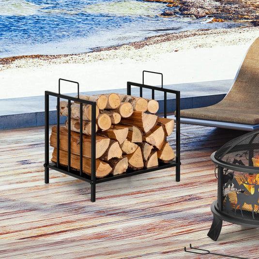Goplus 16.5" Firewood Rack, Indoor/Outdoor Small Firewood Holder with Handle, Raised Legs - GoplusUS