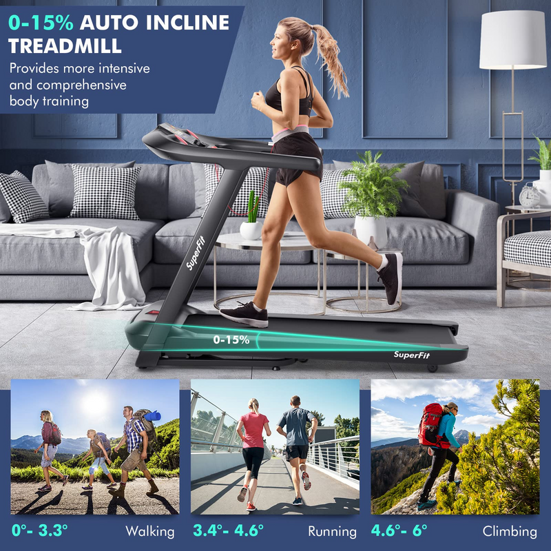 Load image into Gallery viewer, Goplus 4.75HP Folding Treadmill with 15% Auto Incline, Electric Superfit Treadmill w/Voice and APP Control - GoplusUS
