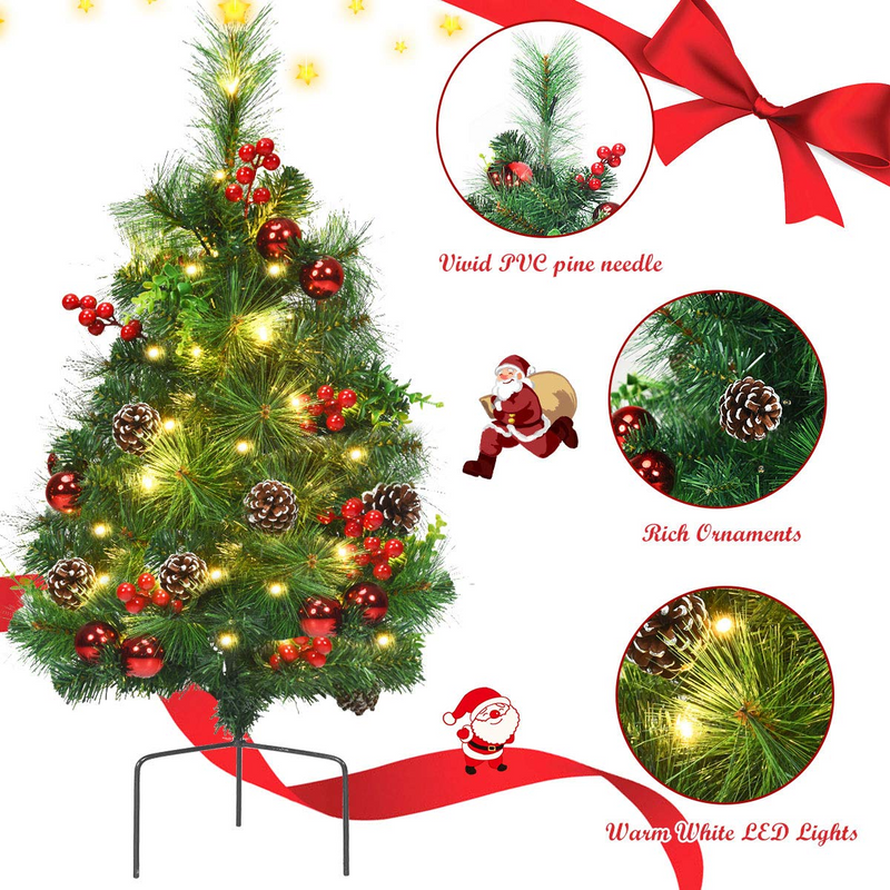 Load image into Gallery viewer, Goplus Set of 2 Pathway Christmas Trees, 2FT Pre-Lit Artificial Xmas Trees - GoplusUS
