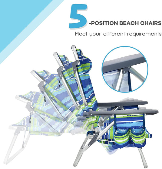 Backpack Beach Chairs, 4 Pcs Portable Camping Chairs with Cool Bag and Cup Holder - GoplusUS