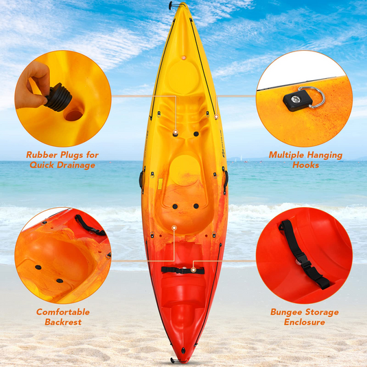 Goplus Sit-on-Top Kayak, 10.2ft Portable Recreational Kayak - GoplusUS
