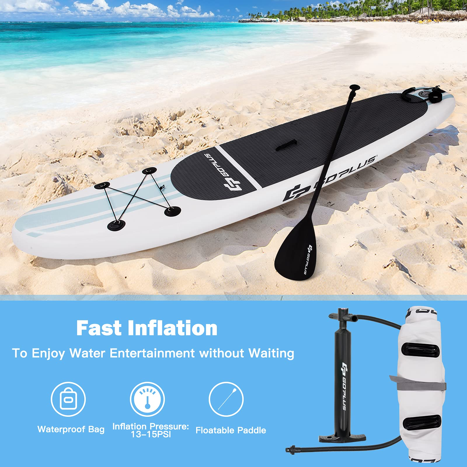 Goplus Inflatable Stand up Paddle Board, 6" Thick SUP with Premium Accessories