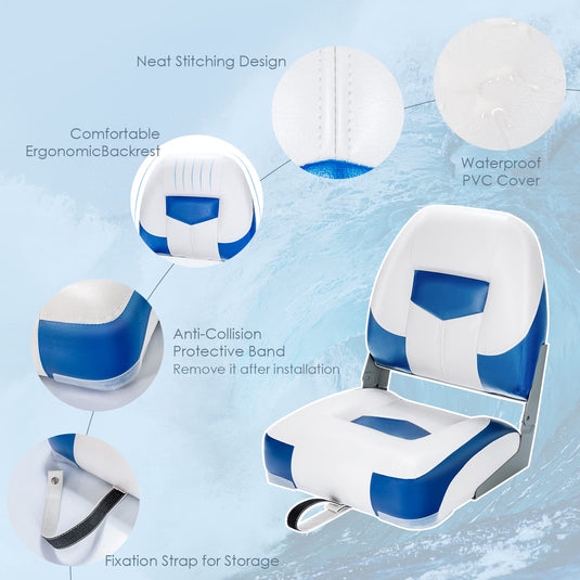 Folding Boat Seats, Low-Back Boat Seat, 2 Packs - GoplusUS