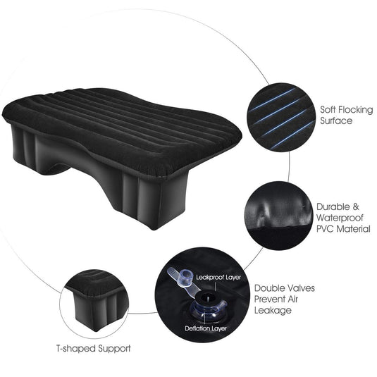 Inflatable Car Air Mattress, Backseat SUV Air Bed w/Pillow, Portable Car Mattress for Camping Travel Rest - GoplusUS