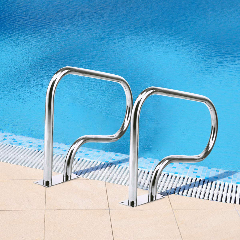 Load image into Gallery viewer, Goplus 2PCS Pool Hand Rail, Hand Grab Rail w/Quick Mount Base Plate, Stainless Steel Swimming Pool Stair Rail
