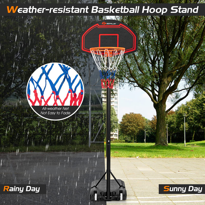Load image into Gallery viewer, Goplus Portable Basketball Hoop Outdoor, 6.3FT-8.1FT Height Adjustable 5-Level Basketball Stand System with Shatterproof Backboard - GoplusUS
