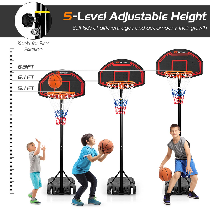 Load image into Gallery viewer, Goplus Portable Basketball Hoop Outdoor, 6.3FT-8.1FT - GoplusUS
