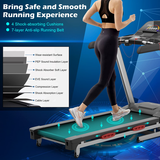 Goplus 4.75HP Folding Treadmill for Home Gym, Commercial Heavy Duty Superfit Treadmill with 15% Auto Incline - GoplusUS