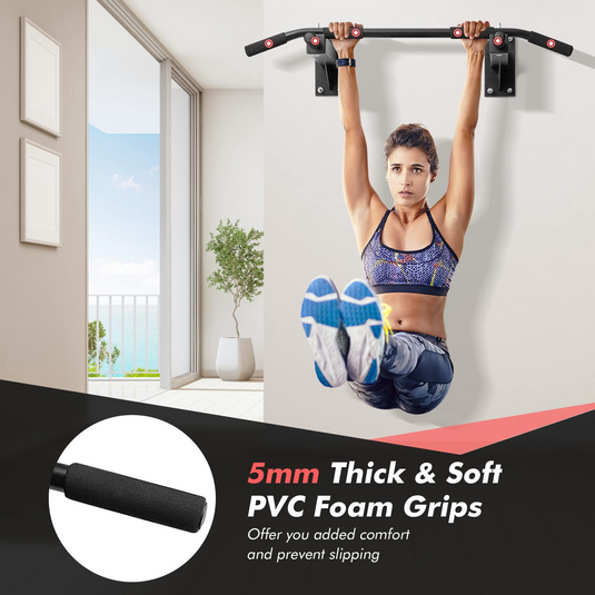 Goplus Wall Mounted Pull Up Bar Steel Chin Up Bar w 3 Grip Positions GoplusUS