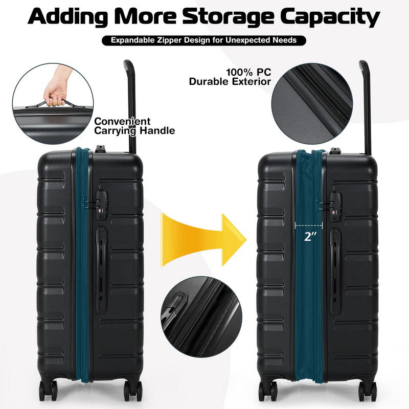 Goplus 3 Piece Luggage Set, Expandable Spinner Suitcase – GoplusUS