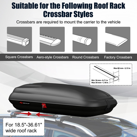 Goplus Rooftop Cargo Box, Heavy Duty Hard Shell Roof Cargo Carrier with Security Keys - GoplusUS