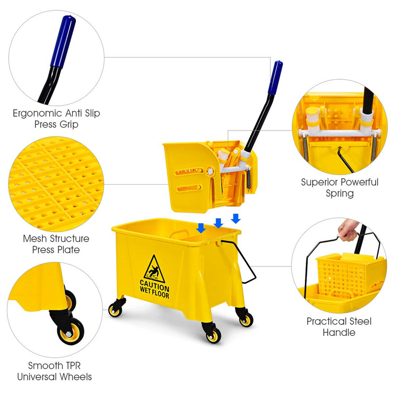 Load image into Gallery viewer, GOPLUS Commercial Mop Bucket with Wringer, Household Portable Mop Bucket, Ideal for Household and Public Places Floor - GoplusUS

