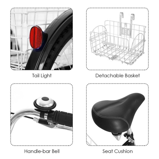 Goplus Adult Tricycle Trike Cruise Bike Three Wheeled Bicycle with