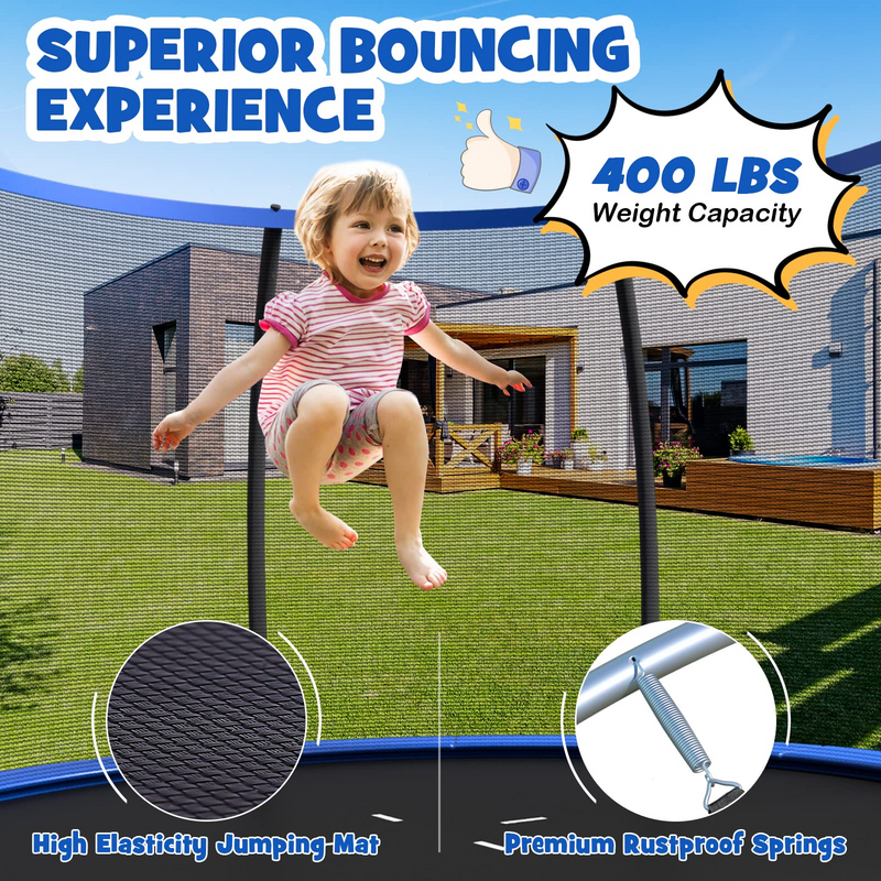 Load image into Gallery viewer, Goplus Recreational Trampolines 8FT 10FT 12FT, 400LBS Bearing Outdoor Trampoline with Enclosure - GoplusUS
