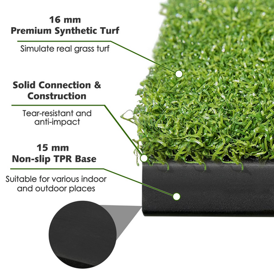 Goplus Golf Mat, 5 ft x 3 ft Golf Hitting Mats Artificial Turf with 3 Rubber Tees, Golf Practice Mat for Driving - GoplusUS