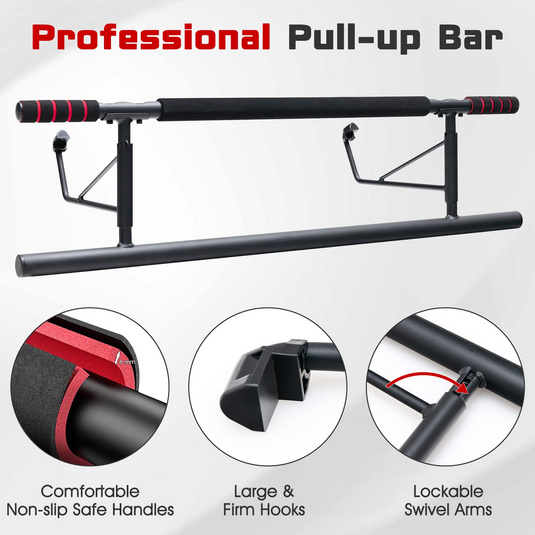 Goplus Pull Up Bar for Doorway, Folding Strength Training Chin-up Bar with Non-slip Foam Wrapped Grips, - GoplusUS
