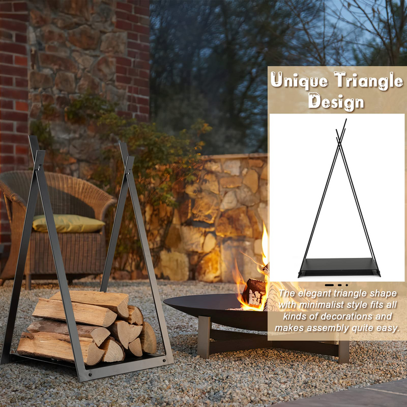 Load image into Gallery viewer, Goplus 16&quot; Triangle Firewood Rack, Outdoor Small Decorative Firewood Holder with Raised Base - GoplusUS

