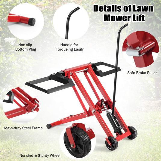 Lawn Mower Lift with Hydraulic Jack, 500-lb Capacity Easy Assembly Riding Mower Lift - GoplusUS