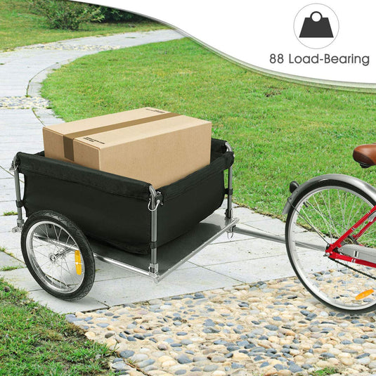Cargo Bike Trailer, Folding Frame Quick Release 16" Wheels Bicycle Cargo Trailer - GoplusUS
