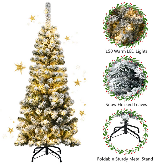 Goplus 4.5ft / 6ft / 7.5ft Artificial Snow Flocked Christmas Tree - GoplusUS