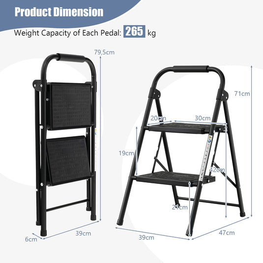 Goplus 2 Step Ladder, Folding Step Stool with Extra Wide and Anti-Slip Pedals