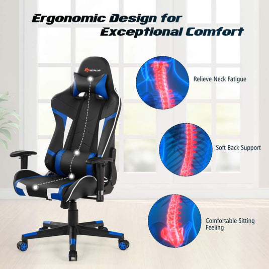 Goplus Gaming Desk & Chair Combo Set, Home Office Gamer Workstation w/Massage Lumbar Support,Cup Holder - GoplusUS