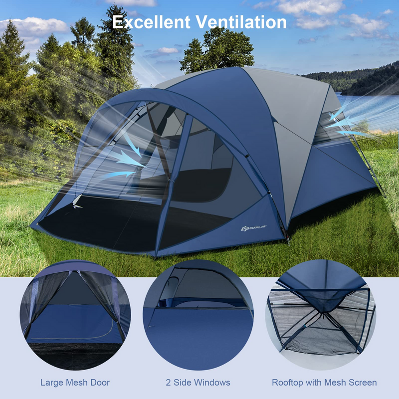 Load image into Gallery viewer, Goplus 6 Person Camping Tent, Portable Camping Dome Tent with Screen Room Porch - GoplusUS
