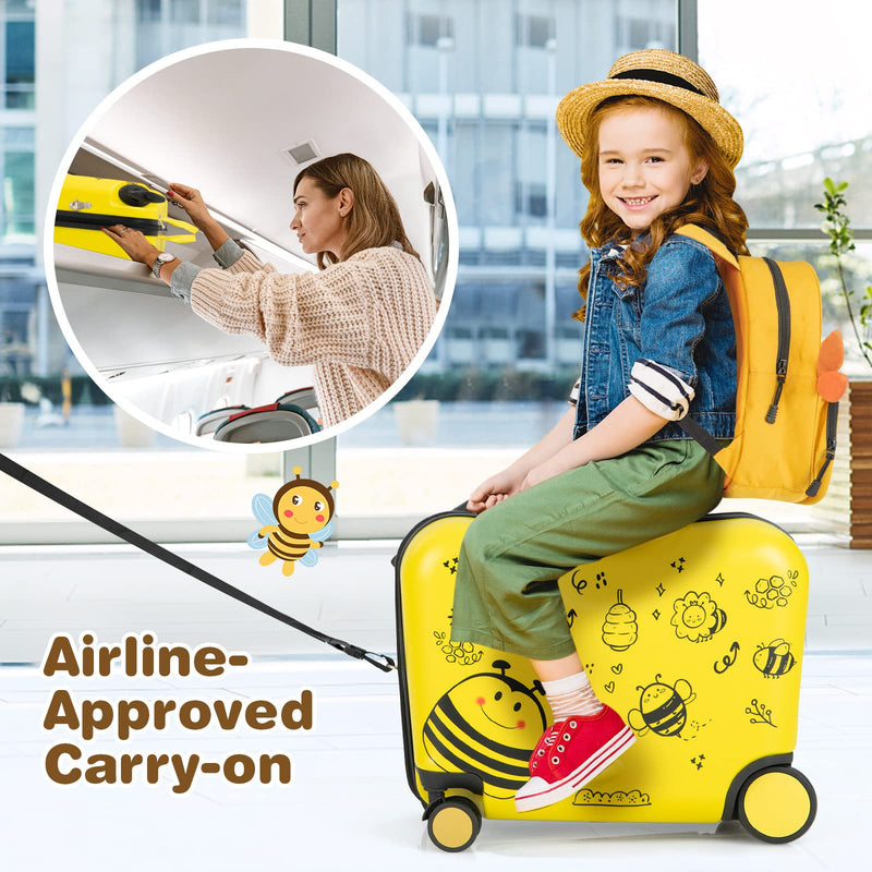 Load image into Gallery viewer, Goplus 2 PCS Kid Luggage Set, 18&quot;Carry-on &amp; Ride-on Suitcase W/Spinner Wheels
