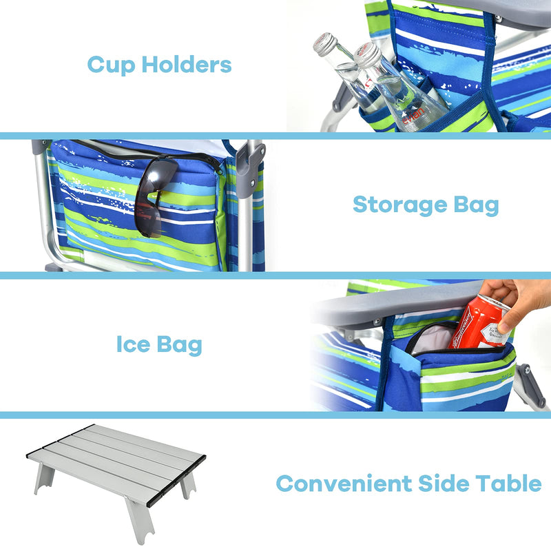 Load image into Gallery viewer, Backpack Beach Chairs, 3 Pcs Portable Camping Chairs with Cool Bag and Cup Holder - GoplusUS
