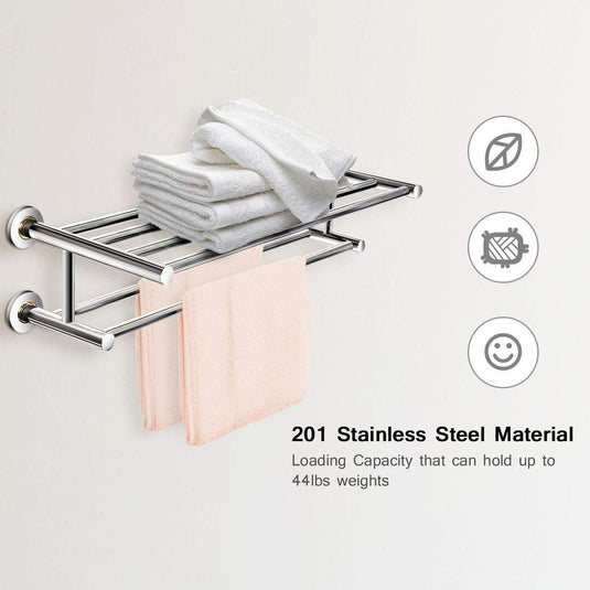 Goplus 24'' Towel Rack, Stainless Steel Metal Bathroom Towel Bar - GoplusUS