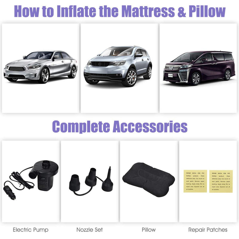 Load image into Gallery viewer, Inflatable Car Air Mattress, Backseat SUV Air Bed w/Pillow, Portable Car Mattress for Camping Travel Rest - GoplusUS
