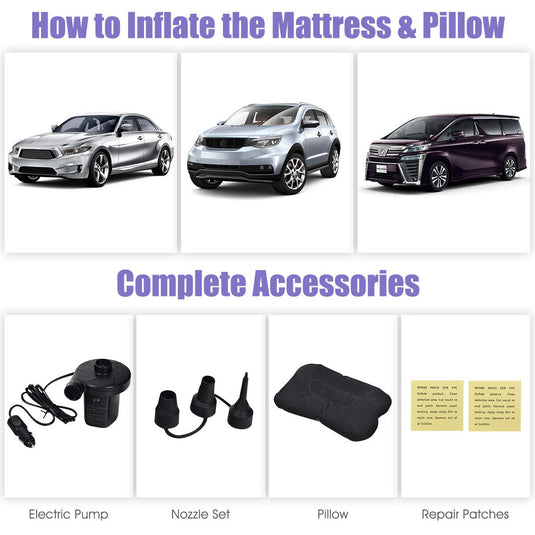Inflatable Car Air Mattress, Backseat SUV Air Bed w/Pillow, Portable C –  GoplusUS