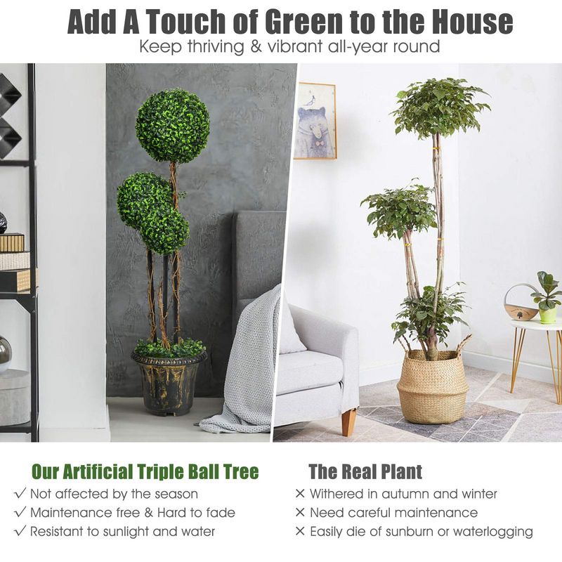 Load image into Gallery viewer, 4 Ft Artificial Boxwood Topiary Tree - GoplusUS
