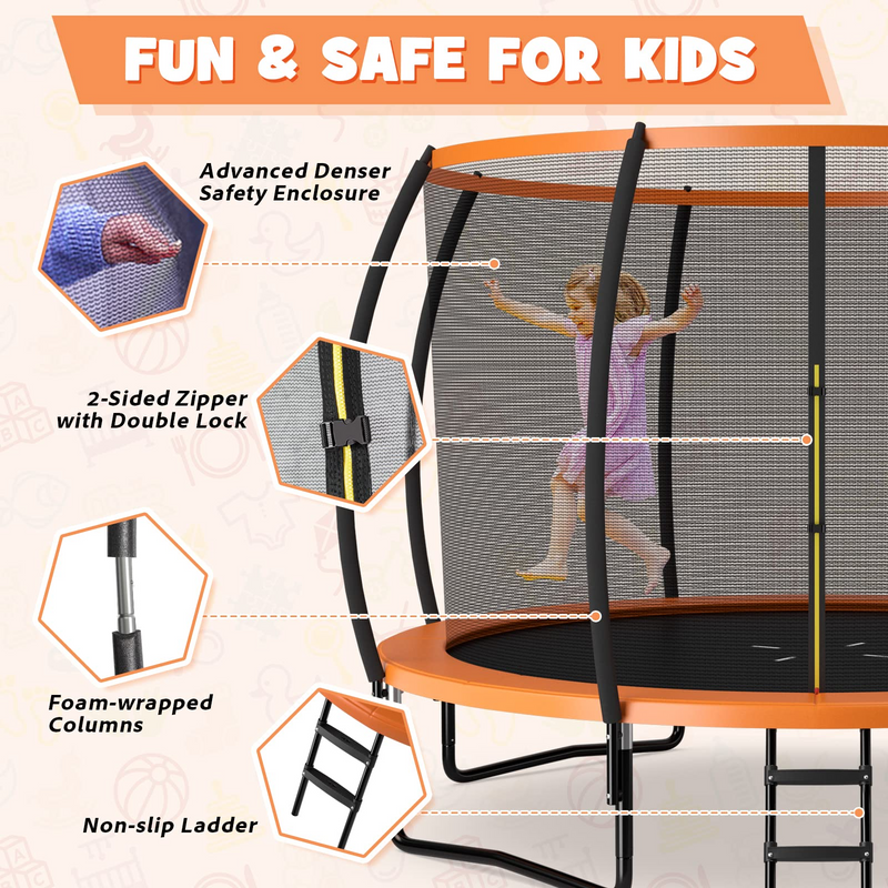 Load image into Gallery viewer, Goplus Recreational Trampolines 8FT 10FT 12FT, 400LBS Bearing Outdoor Trampoline with Enclosure - GoplusUS
