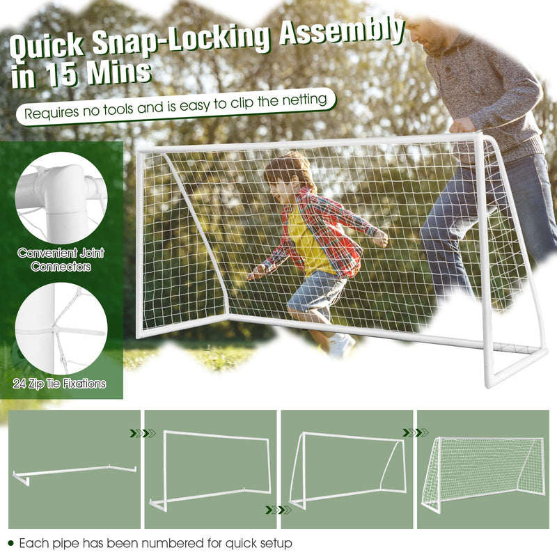 Load image into Gallery viewer, Goplus Soccer Goal, 6FT x 4FT/12FT x 6FT Soccer Net with Strong UPVC Frame, Quick Set-up, High-Strength Netting - GoplusUS
