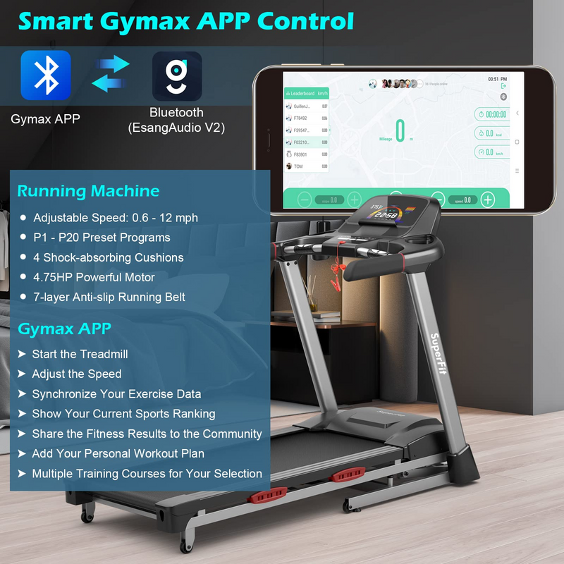 Load image into Gallery viewer, Goplus 4.75HP Folding Treadmill for Home Gym, Commercial Heavy Duty Superfit Treadmill with 15% Auto Incline - GoplusUS

