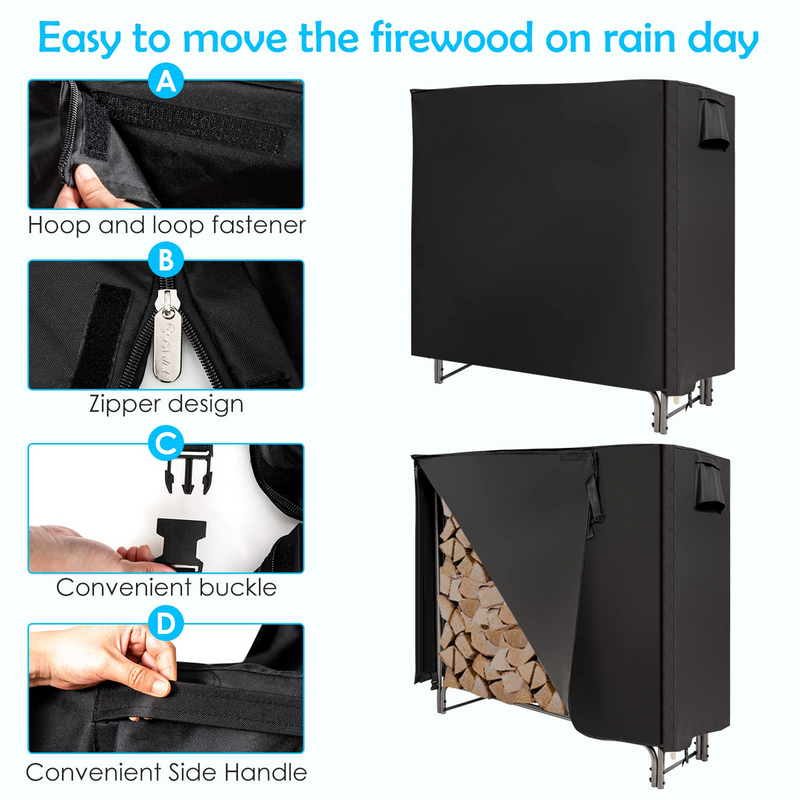 Load image into Gallery viewer, Goplus 4FT Firewood Rack Outdoor with Cover, Heavy Duty Firewood Log Holder - GoplusUS

