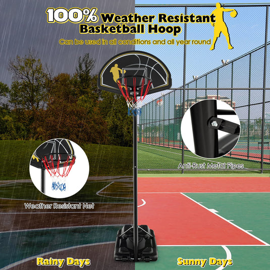 Goplus Portable Basketball Hoop Outdoor Indoor, 4.25-10FT 12-Level Adjustable Basketball Goal - GoplusUS