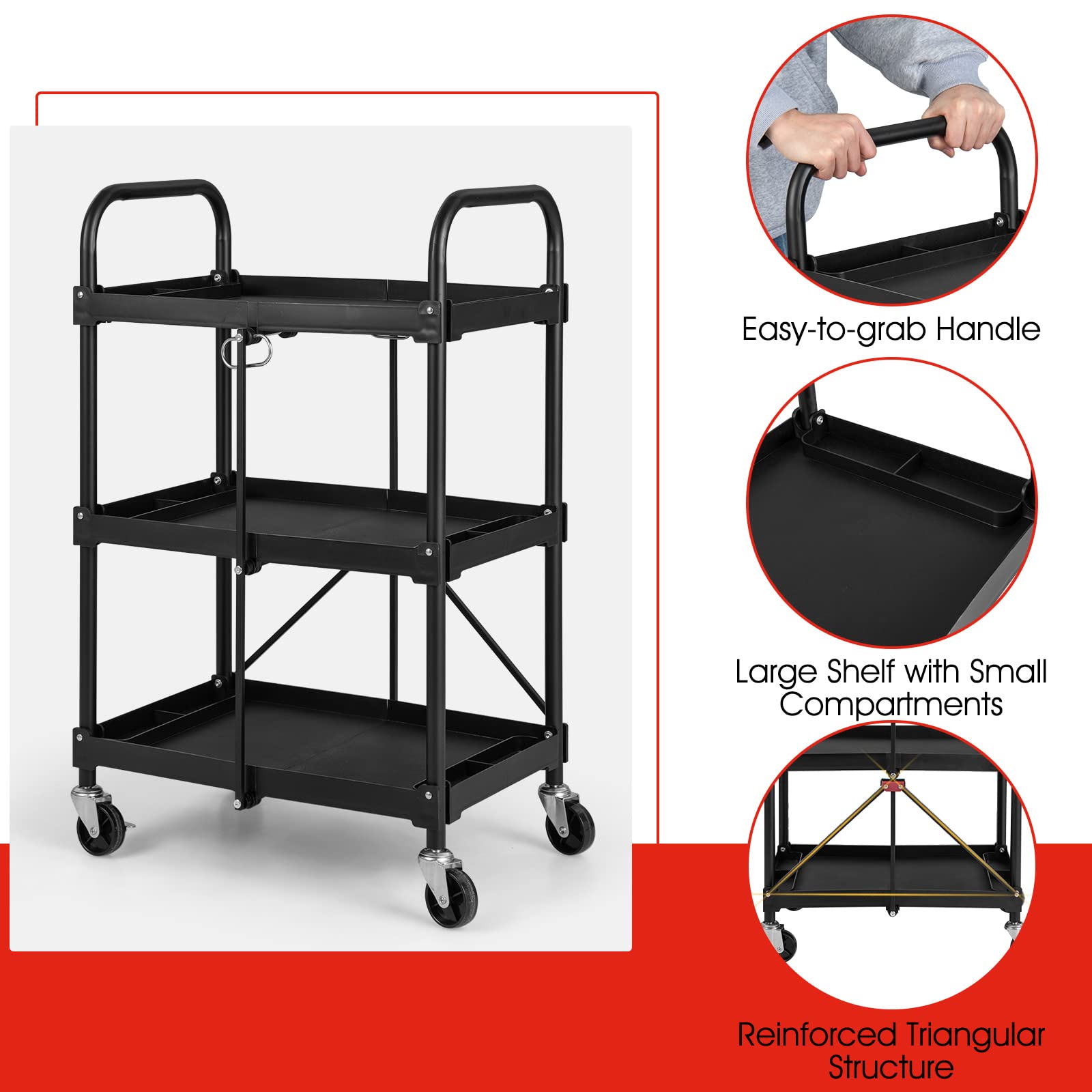 Goplus Folding Utility Cart